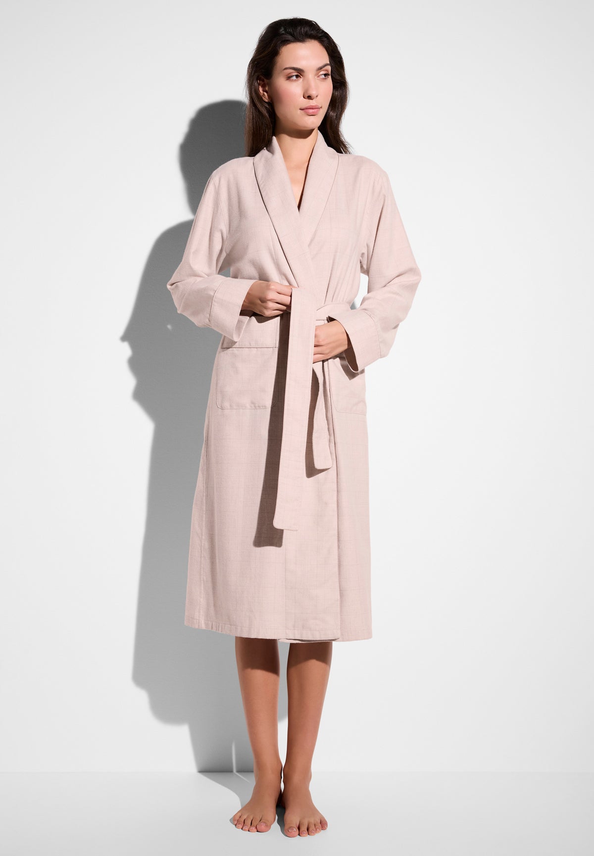 Cozy Flannel | Morgenmantel lang - pink check