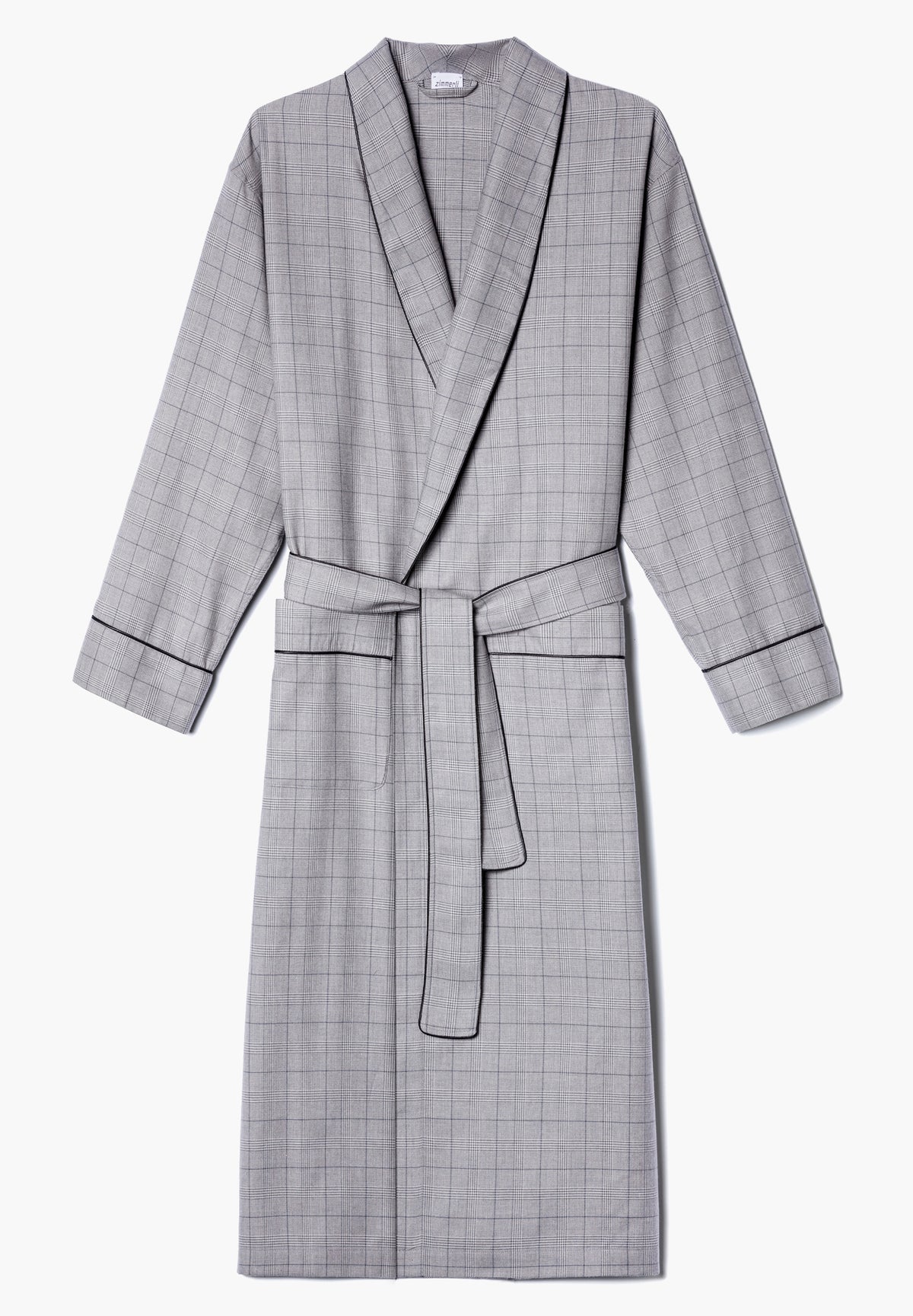 Cozy Flannel | Morgenmantel lang - dark grey check