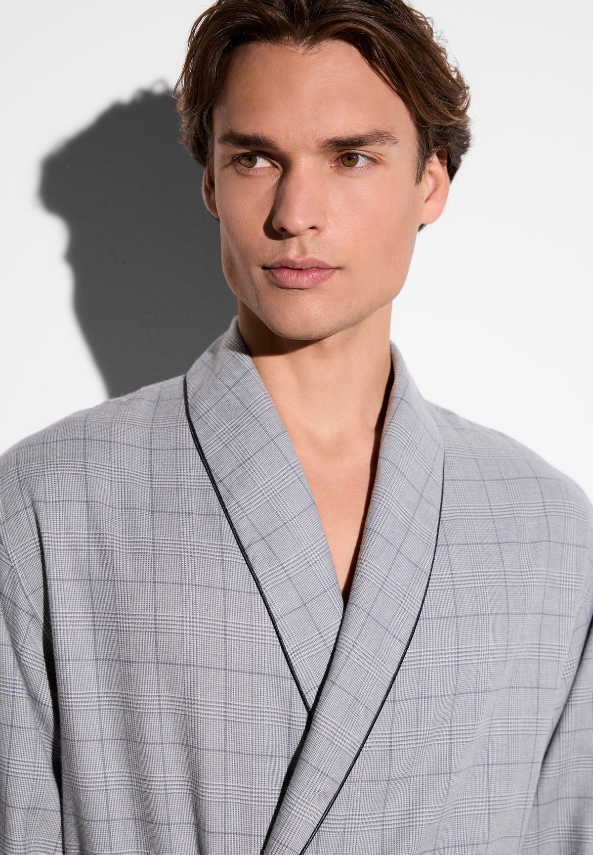 Cozy Flannel | Robe de chambre longue - dark grey check