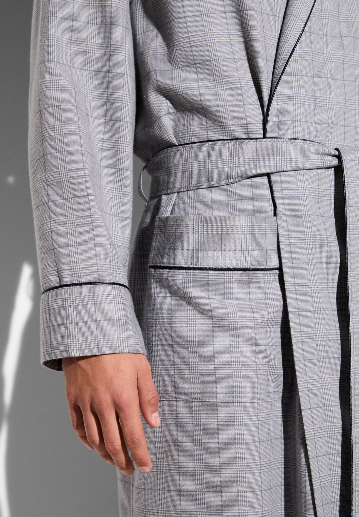 Cozy Flannel | Robe de chambre longue - dark grey check