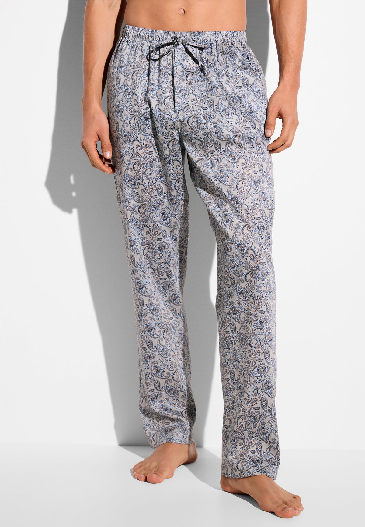 Cotton Sateen Print | Pants Long - paisley taupe