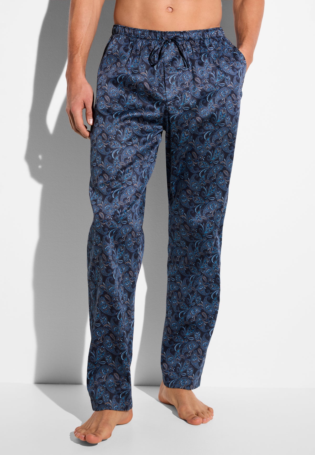 Cotton Sateen Print | Pants Long - paisley midnight