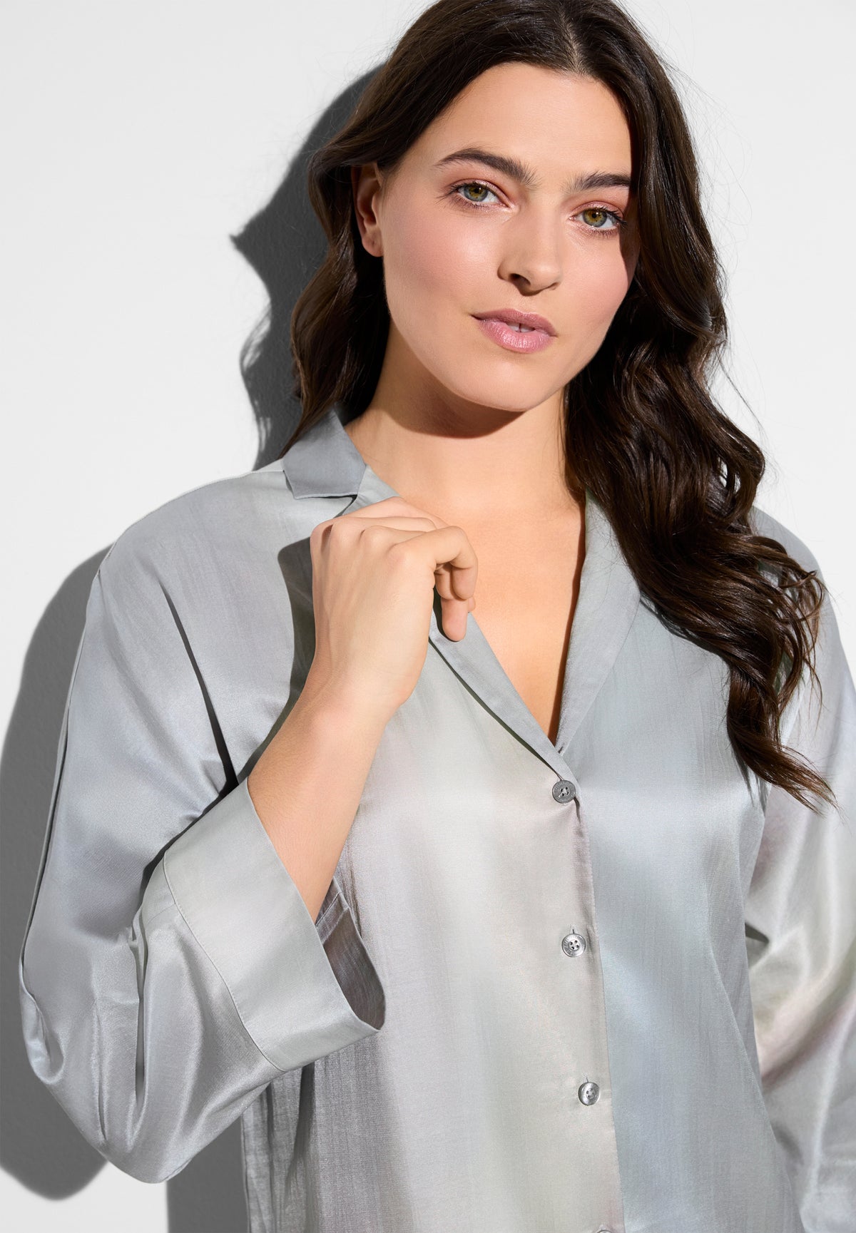 Cotton/Silk Print | Sleepshirt langarm - shades of ombré