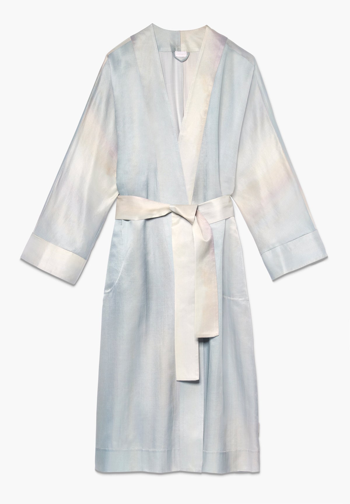 Cotton/Silk Print | Morgenmantel lang - shades of ombré