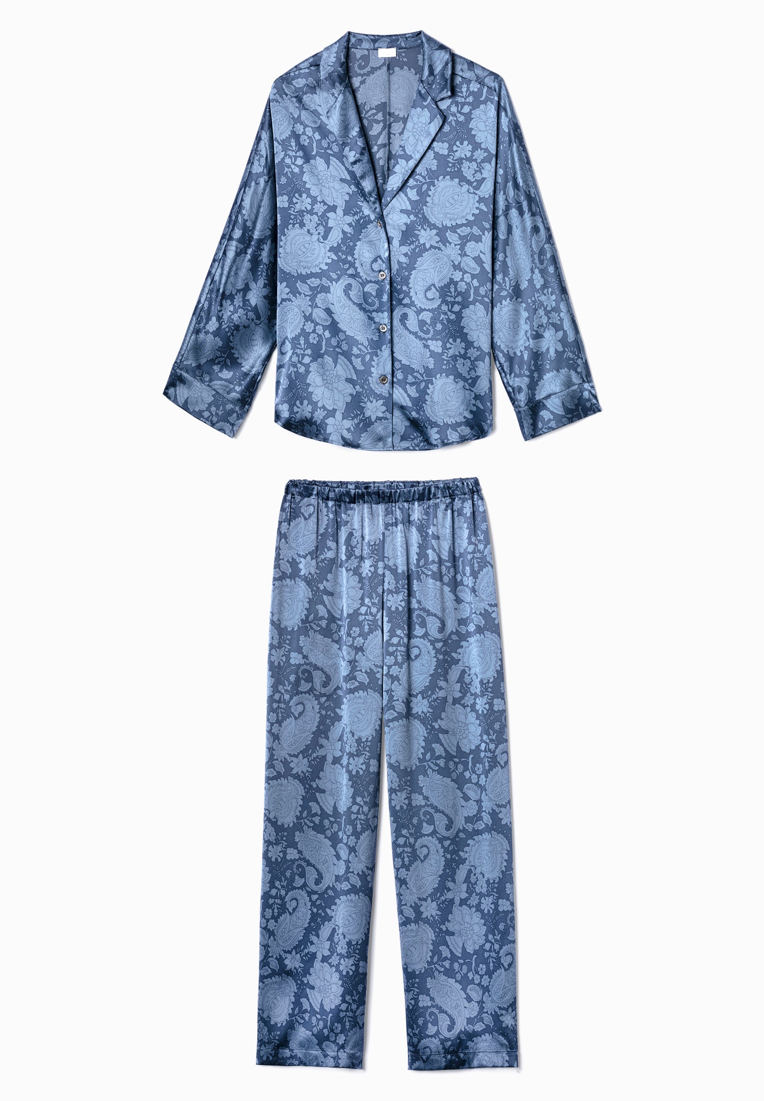 Luxury Silk | Pyjama lang - paisley blue