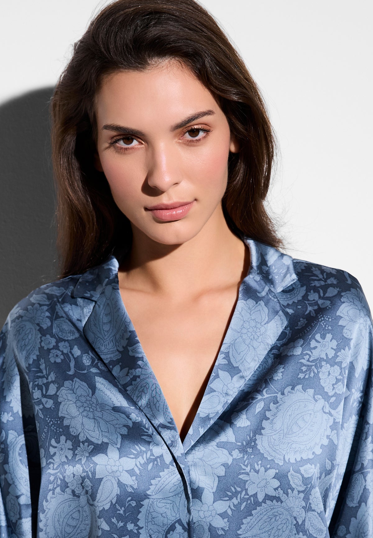 Luxury Silk | Pyjama lang - paisley blue