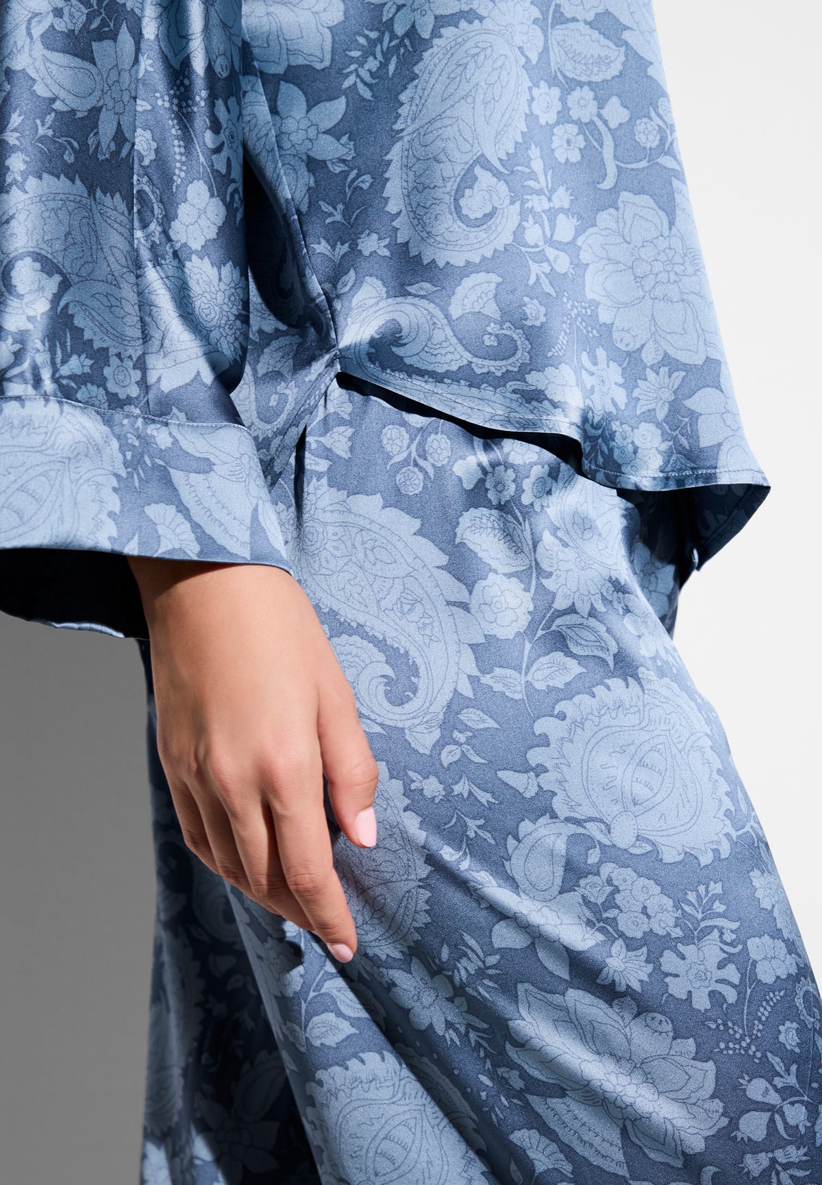 Luxury Silk | Pyjama lang - paisley blue