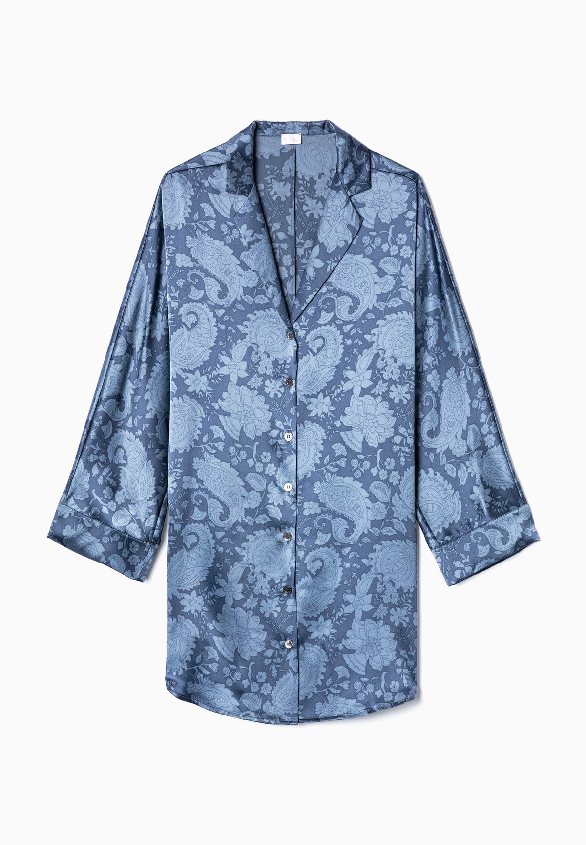 Luxury Silk | Sleepshirt langarm - paisley blue