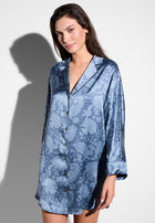 Luxury Silk | Sleepshirt langarm - paisley blue