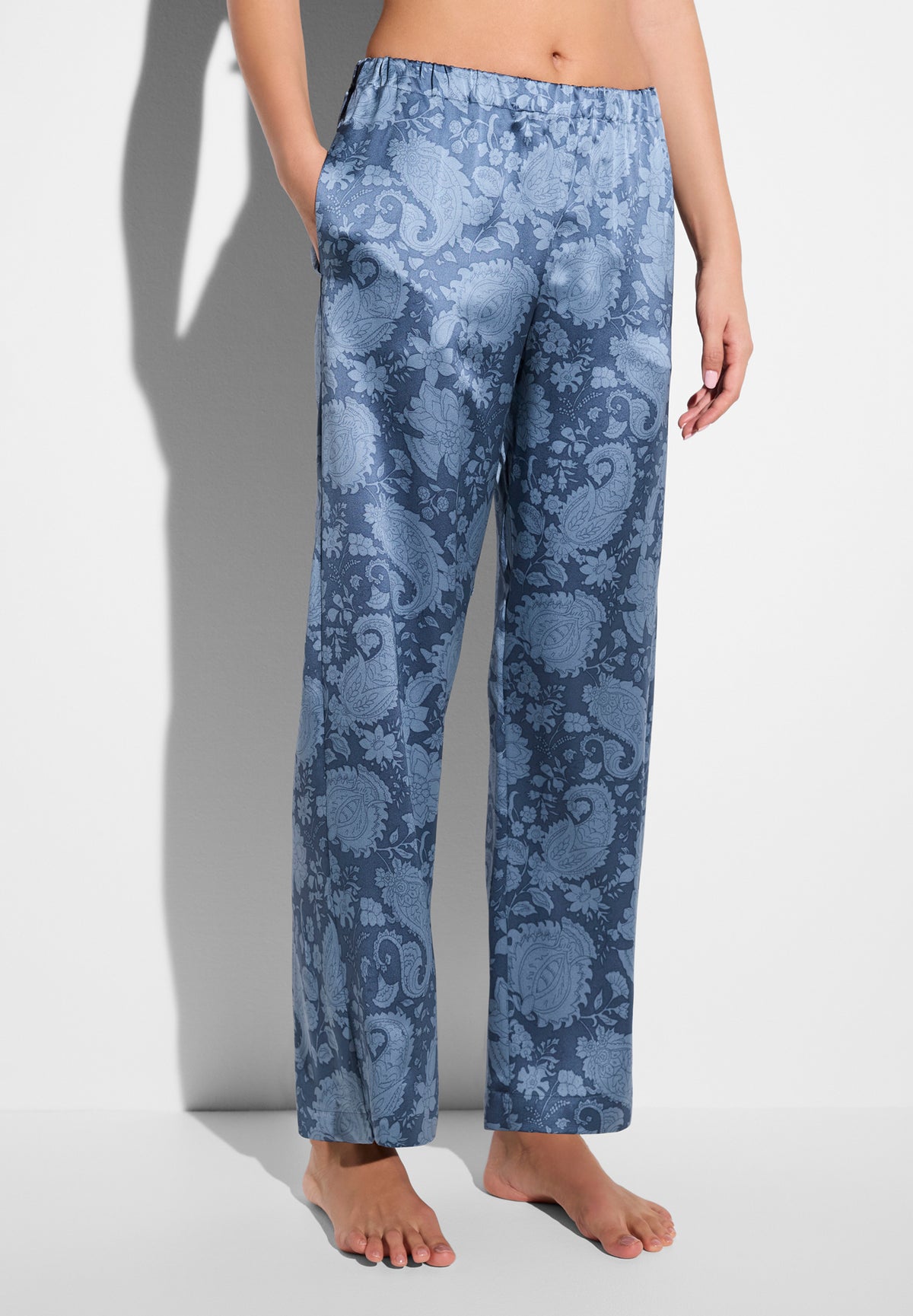 Luxury Silk | Hose lang - paisley blue