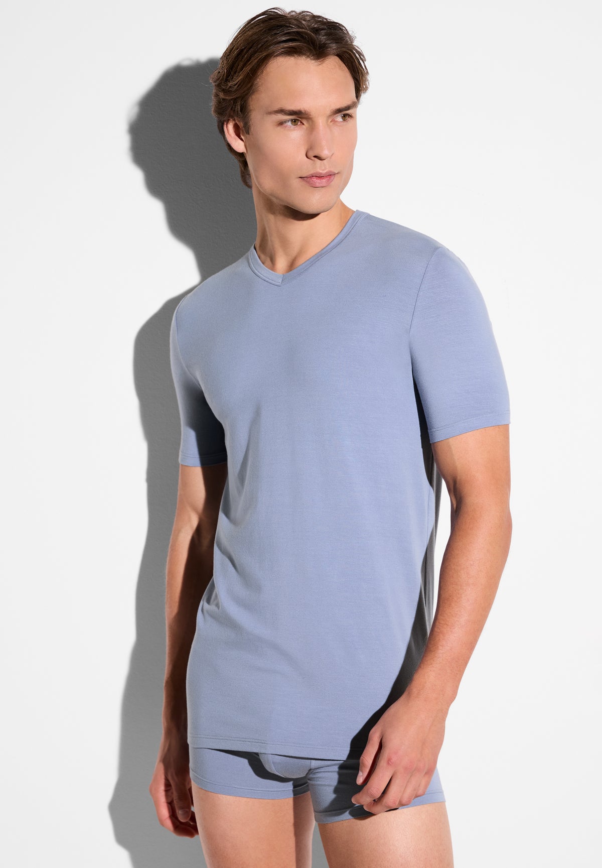 Pureness | T-Shirt kurzarm V-Ausschnitt - northern blue