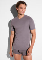 Pureness | T-Shirt Short Sleeve V-Neck - grey smoke