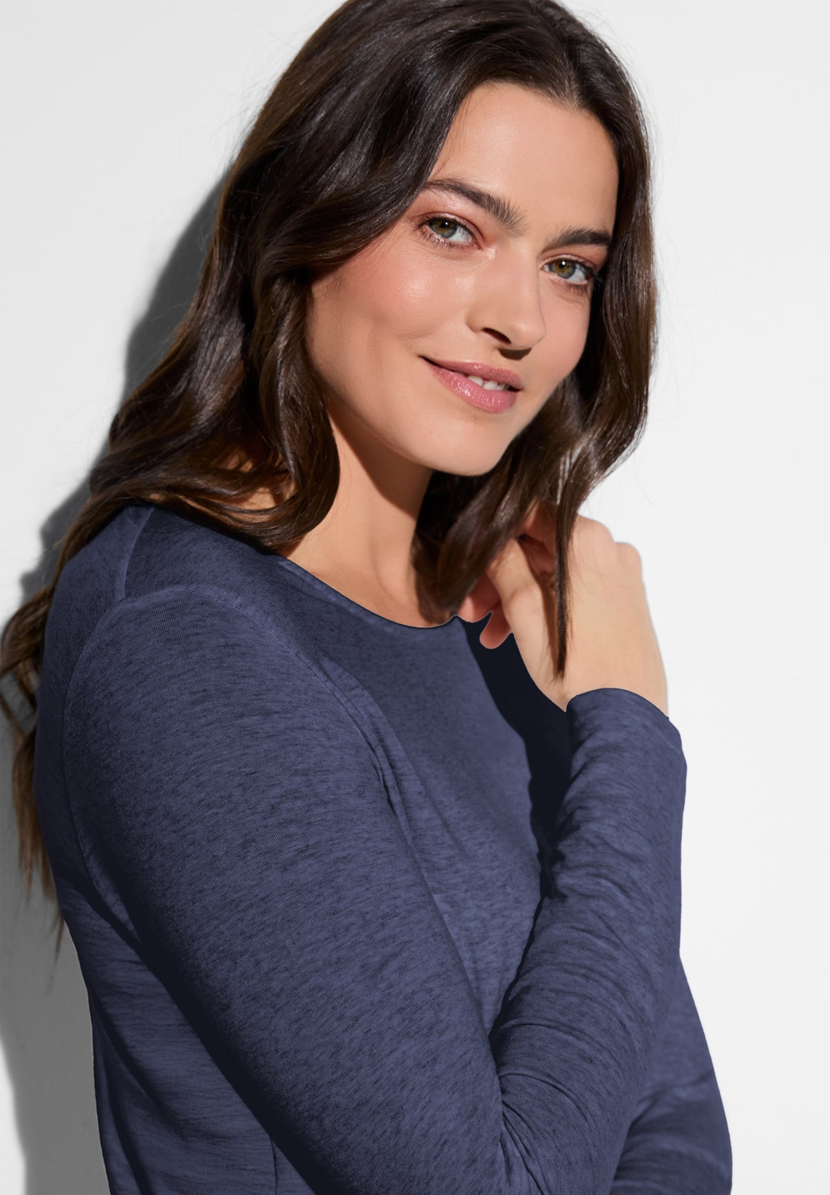 Soft Lounge | T-Shirt Long Sleeve - blue mélange