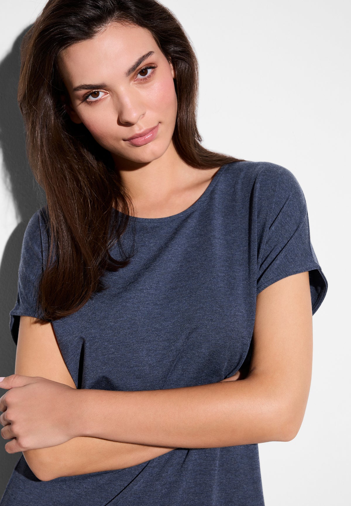 Soft Lounge | T-Shirt Short Sleeve - blue mélange
