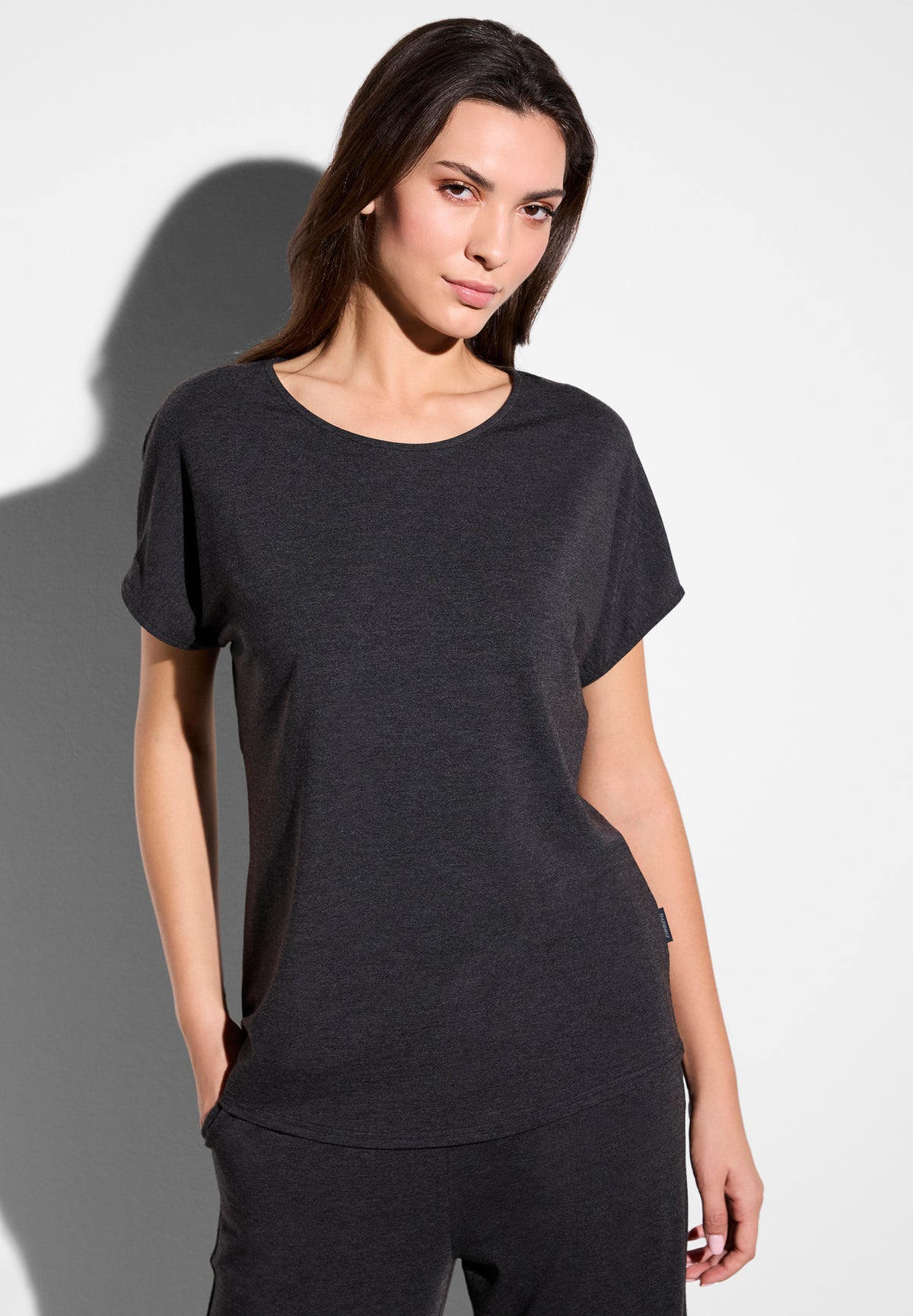 Soft Lounge | T-Shirt kurzarm - dark grey mélange