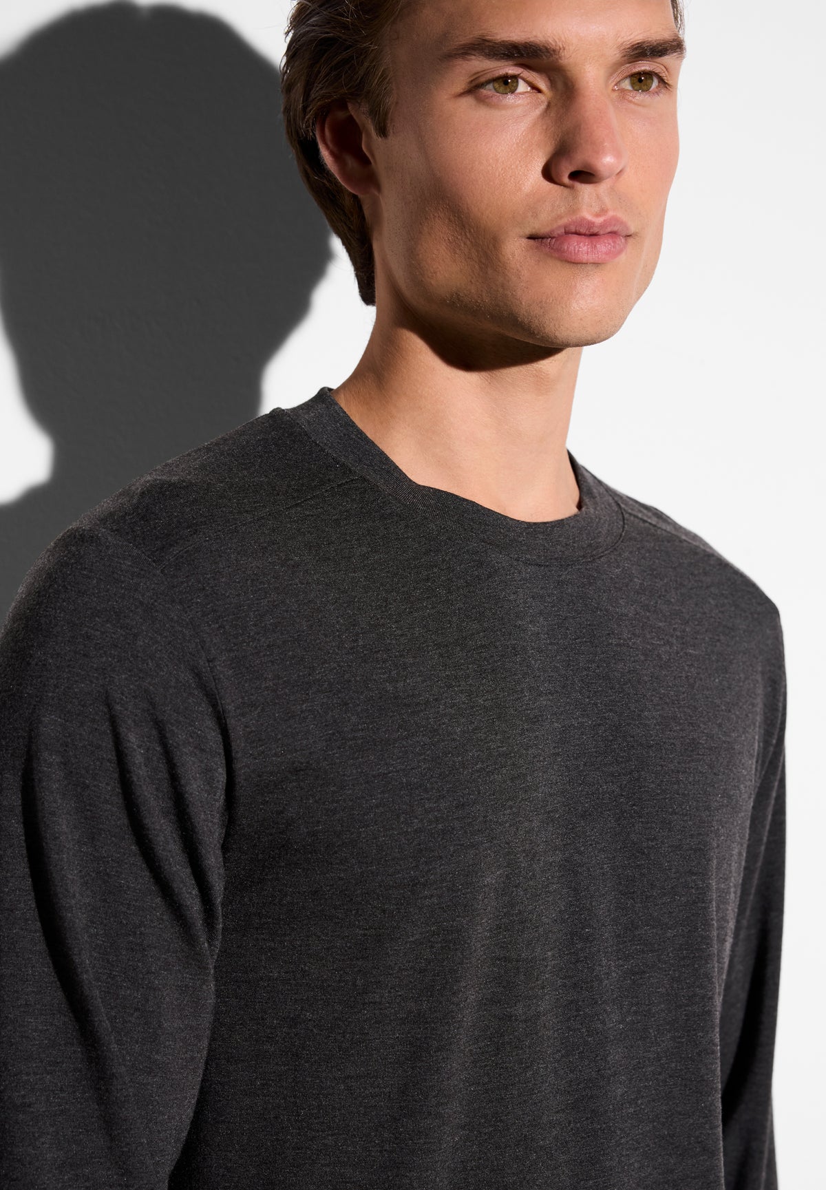 Soft Lounge | T-Shirt langarm - dark grey mélange