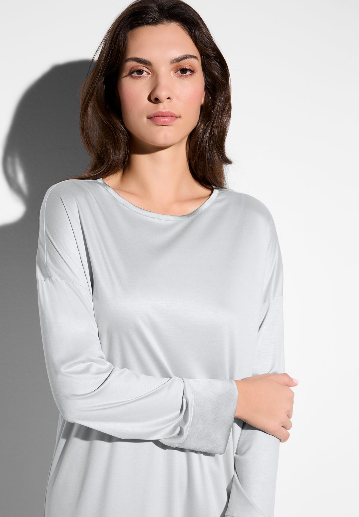 Silk Dreams | Sleepshirt langarm - grey marble