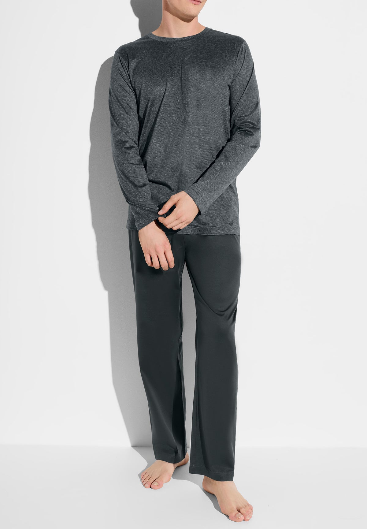 Cotton/Silk Stripes | Pyjama lang - slate stripe