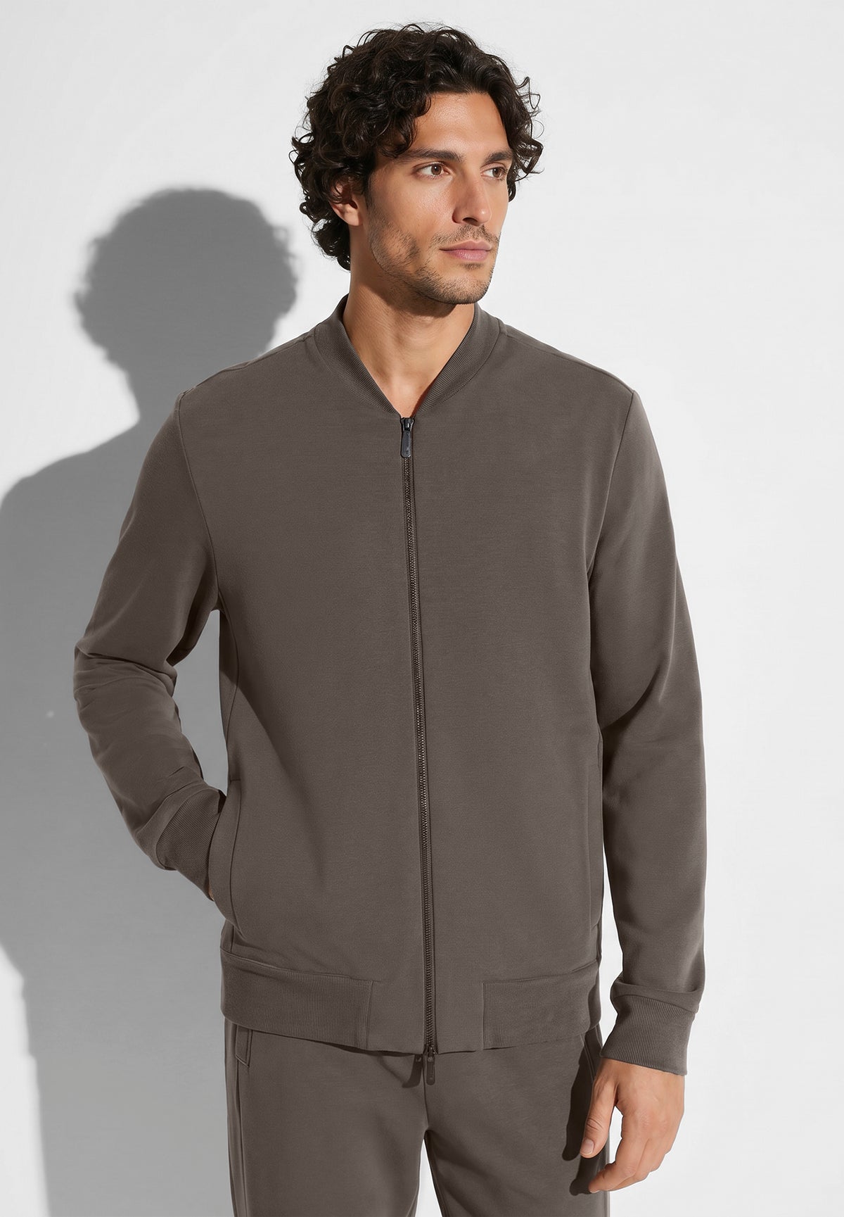 Winter Lounge | Jacke mit Baseballkragen - chestnut