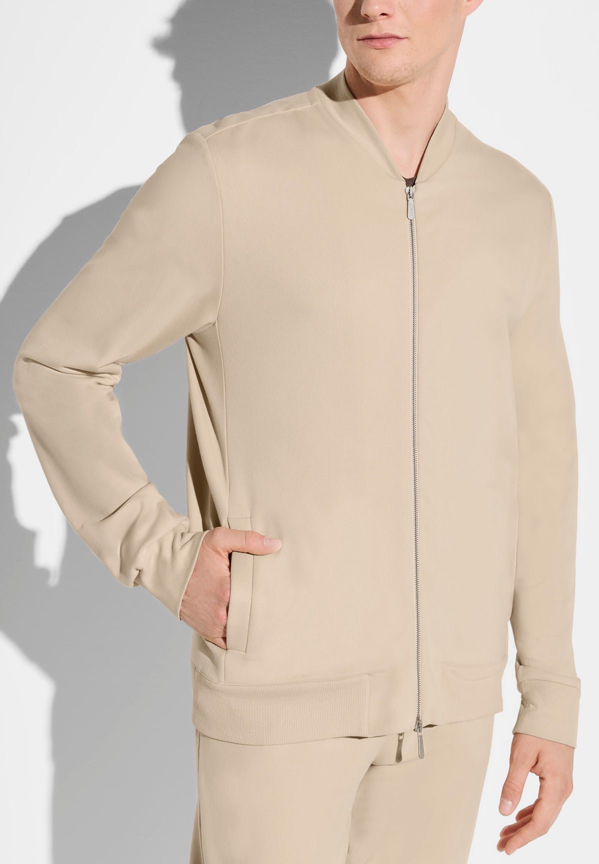 Winter Lounge | Jacke mit Baseballkragen - beige