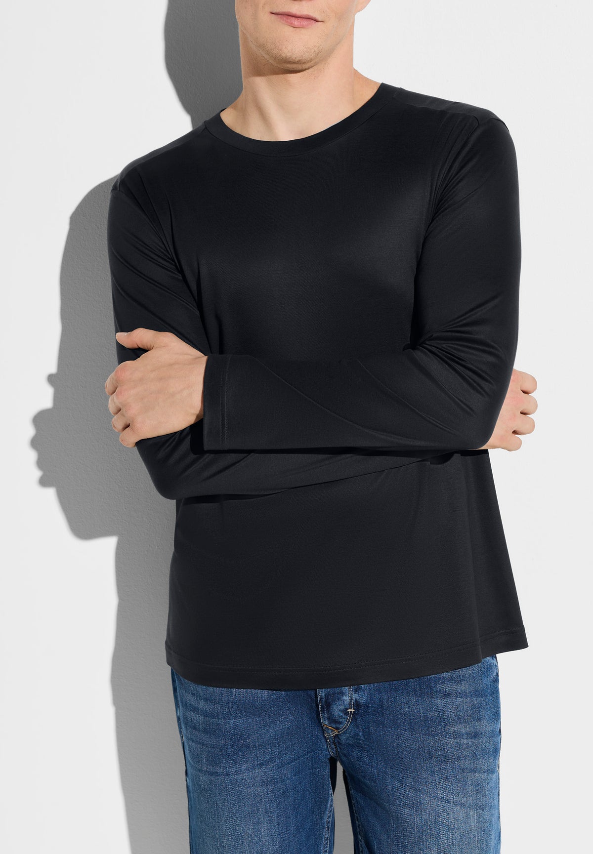 Sustainable Luxury | T-Shirt langarm - midnight