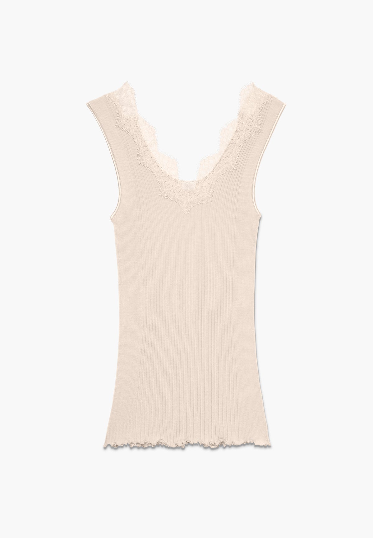 Richelieu | Top, ikonische Rippe mit Wimpernspitze - light beige