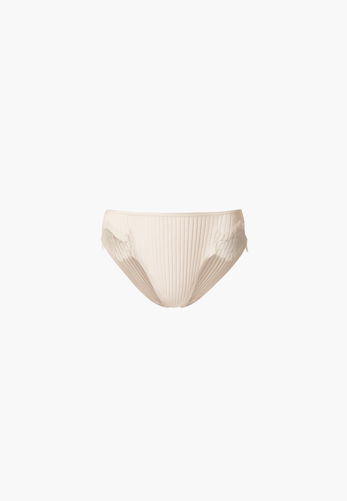 Richelieu | Slip, ikonische Rippe mit Wimpernspitze - light beige