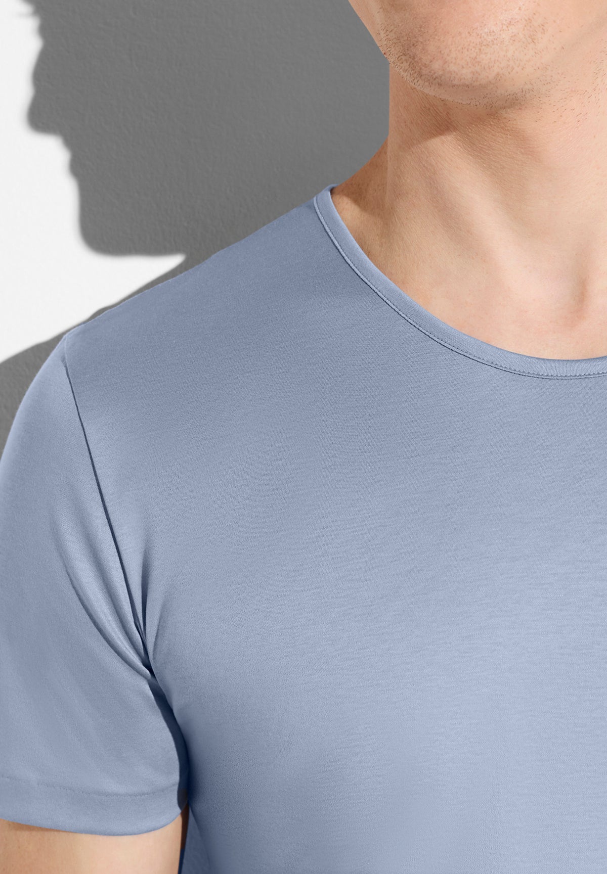 Sea Island | T-Shirt kurzarm, Rundhals schmaler Kragen - mountain blue