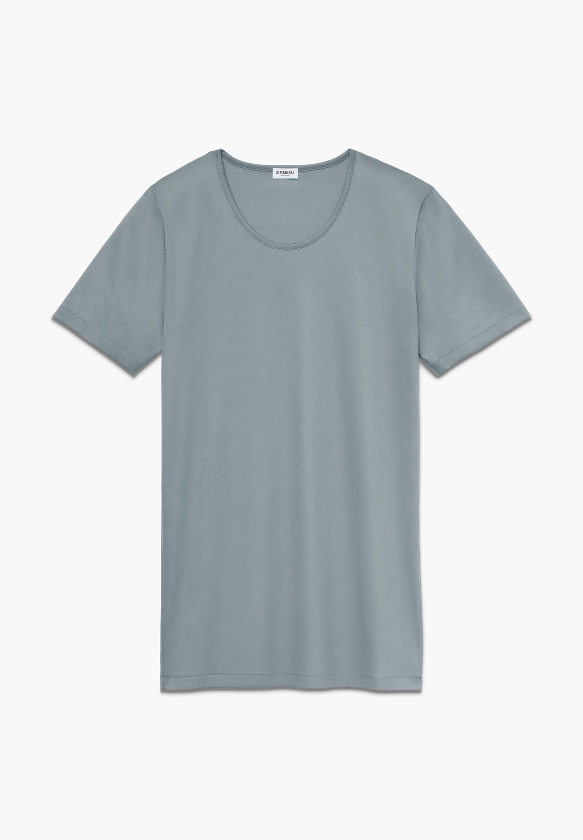 Sea Island | T-Shirt kurzarm, Rundhals schmaler Kragen - light slate