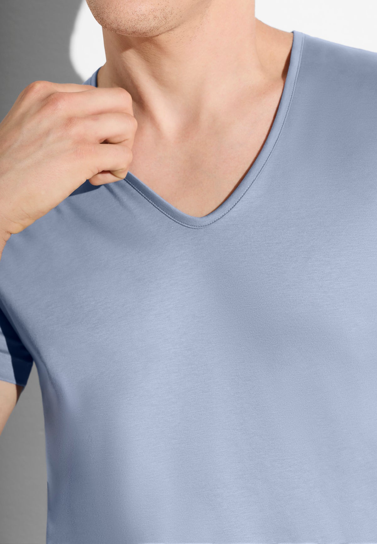 Sea Island | T-Shirt kurzarm V-Ausschnitt - mountain blue