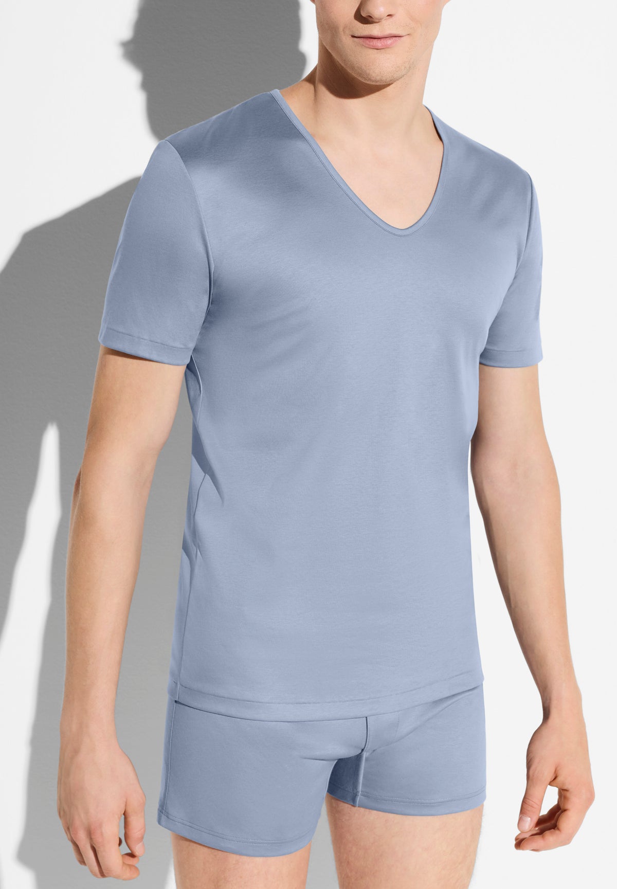 Sea Island | T-Shirt kurzarm V-Ausschnitt - mountain blue