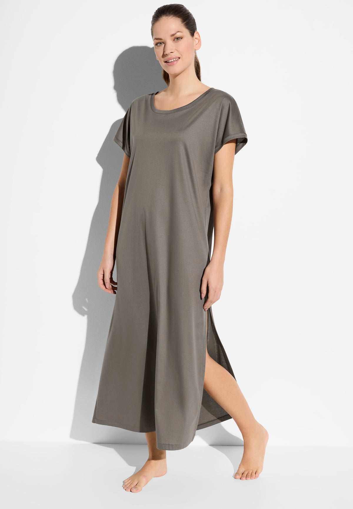 Sea Island | Langes Kleid kurzarm - toffee