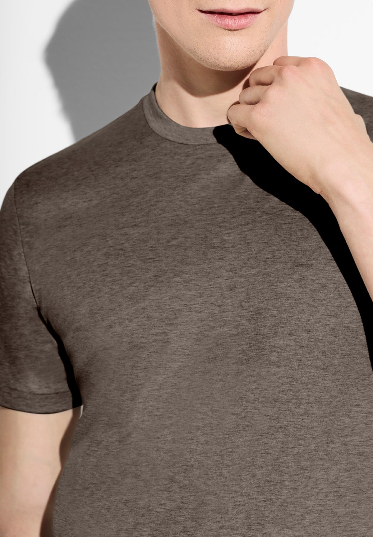 Sea Island Limited | T-shirt à manches courtes, col rond, Regular Fit - brown mélange
