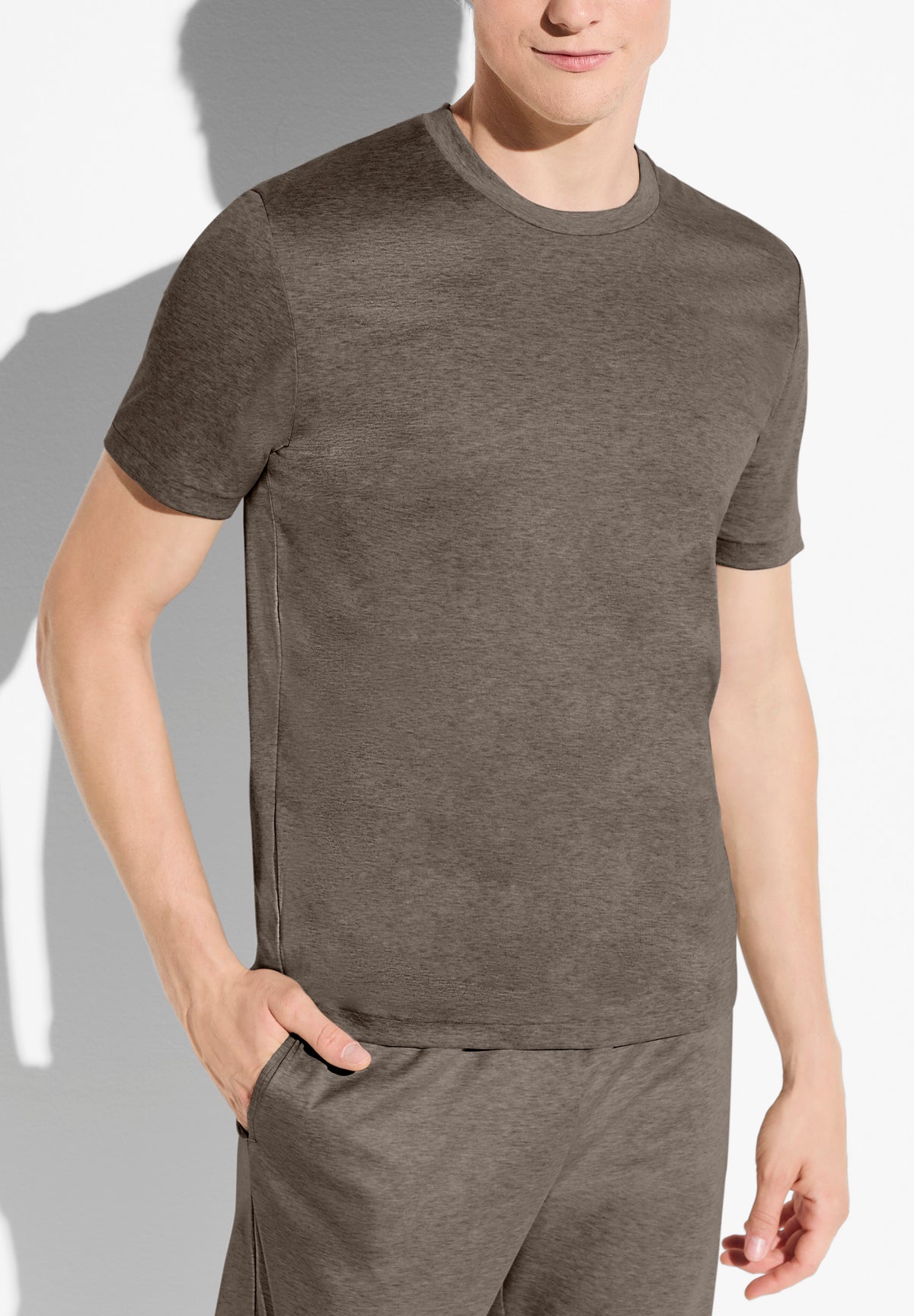 Sea Island Limited | T-shirt à manches courtes, col rond, Regular Fit - brown mélange