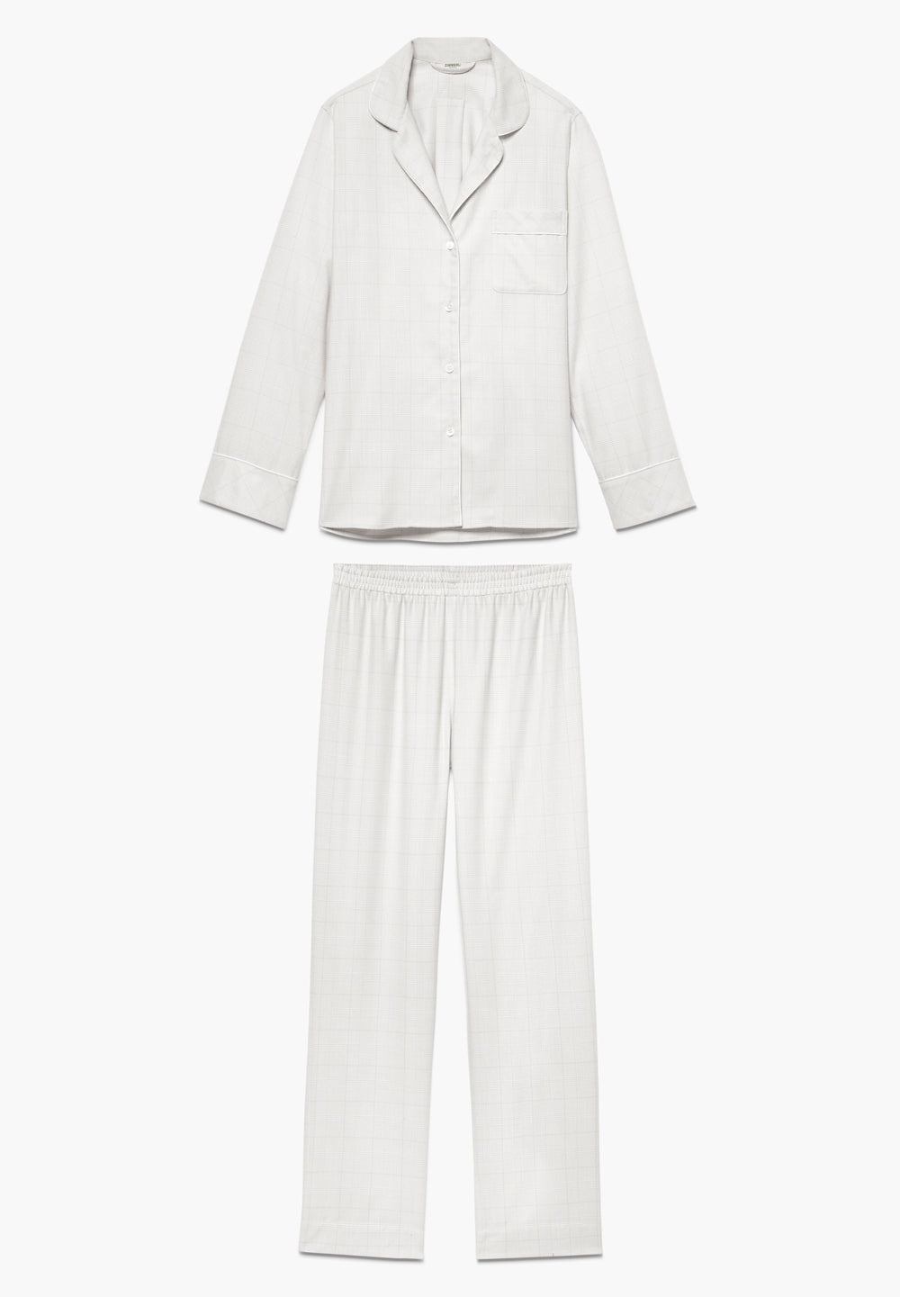 Flannel Merino Blend | Pyjama Long - grey check