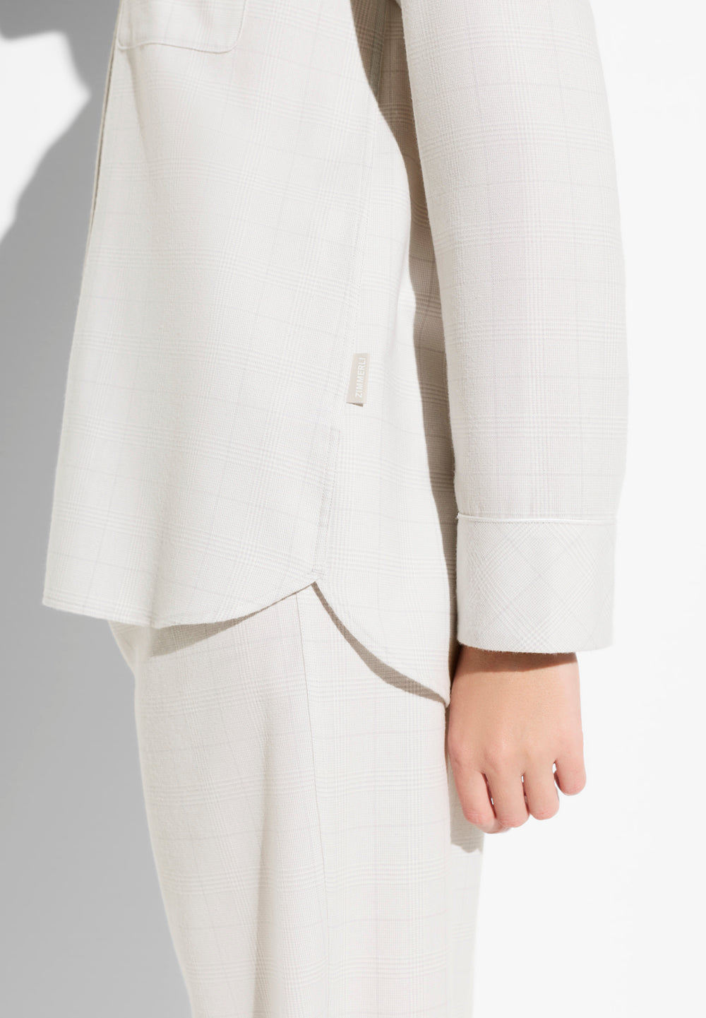 Flannel Merino Blend | Pyjama Long - grey check