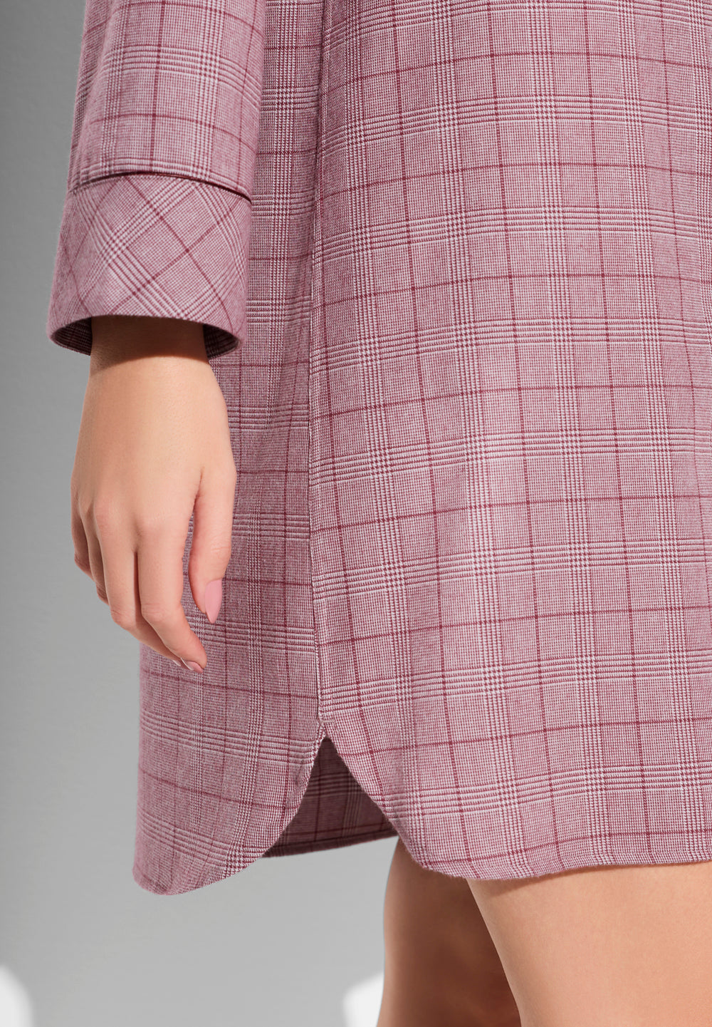 Flannel Merino Blend | Sleepshirt Long Sleeve - burgundy check