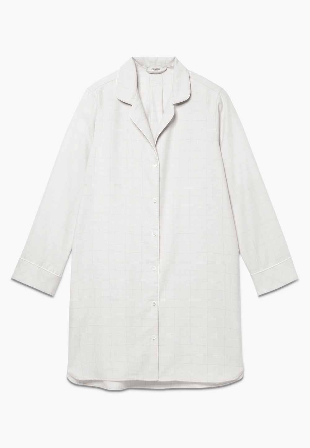Flannel Merino Blend | Sleepshirt Long Sleeve - grey check