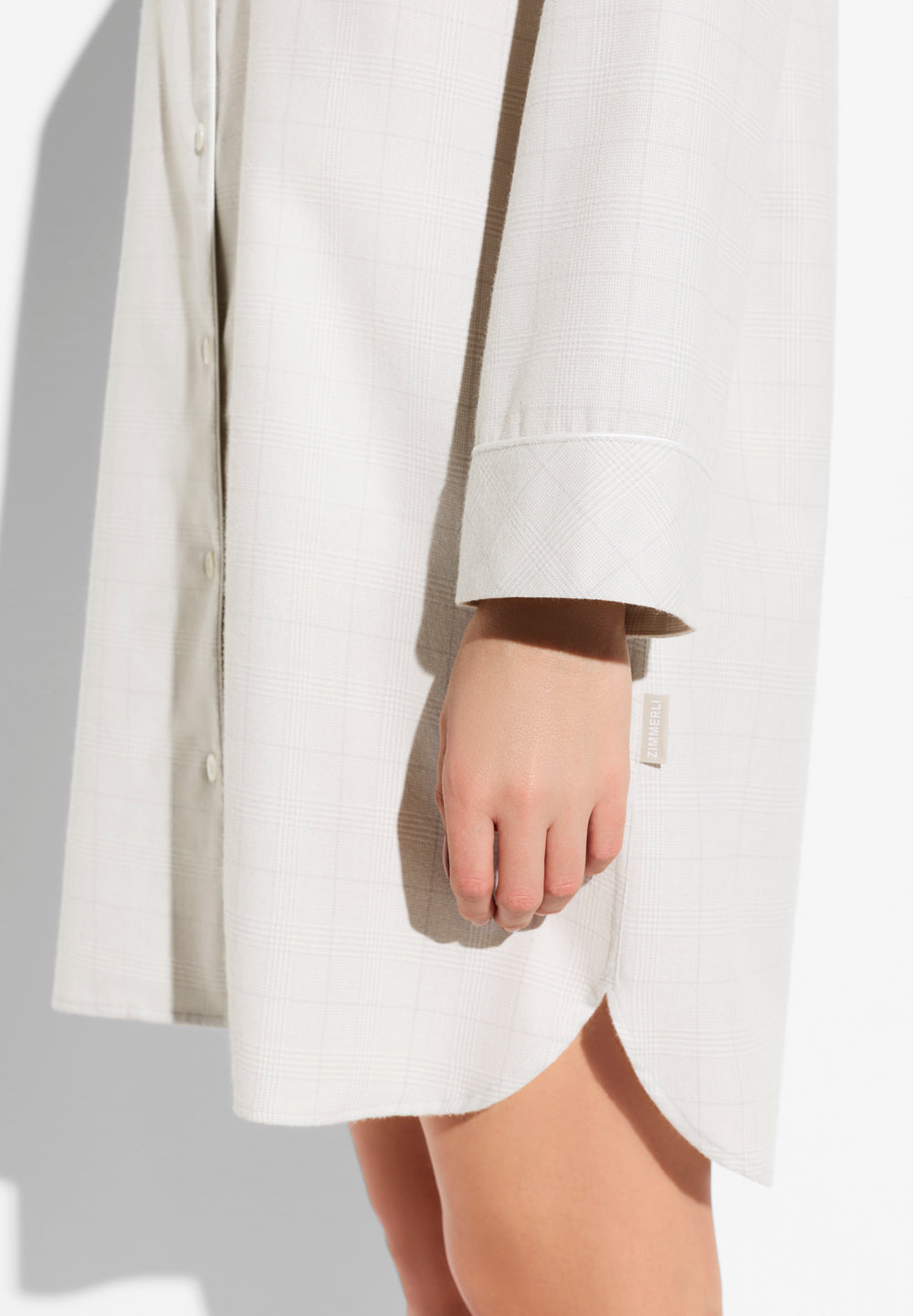 Flannel Merino Blend | Sleepshirt Long Sleeve - grey check