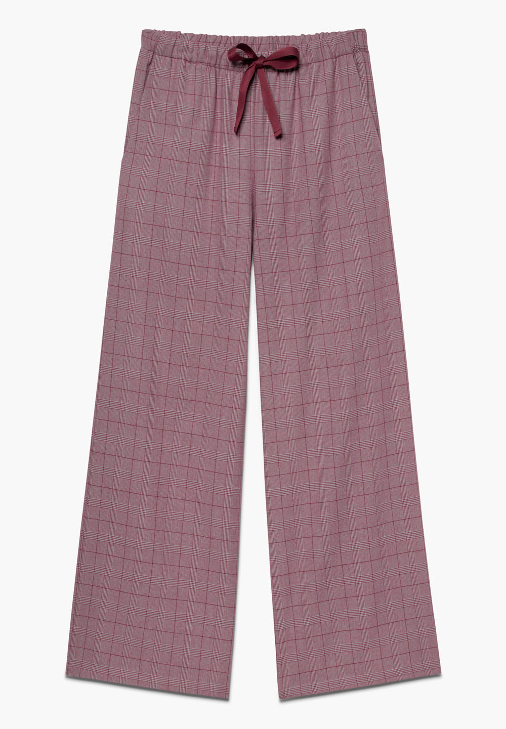 Flannel Merino Blend | Pants Long - burgundy check