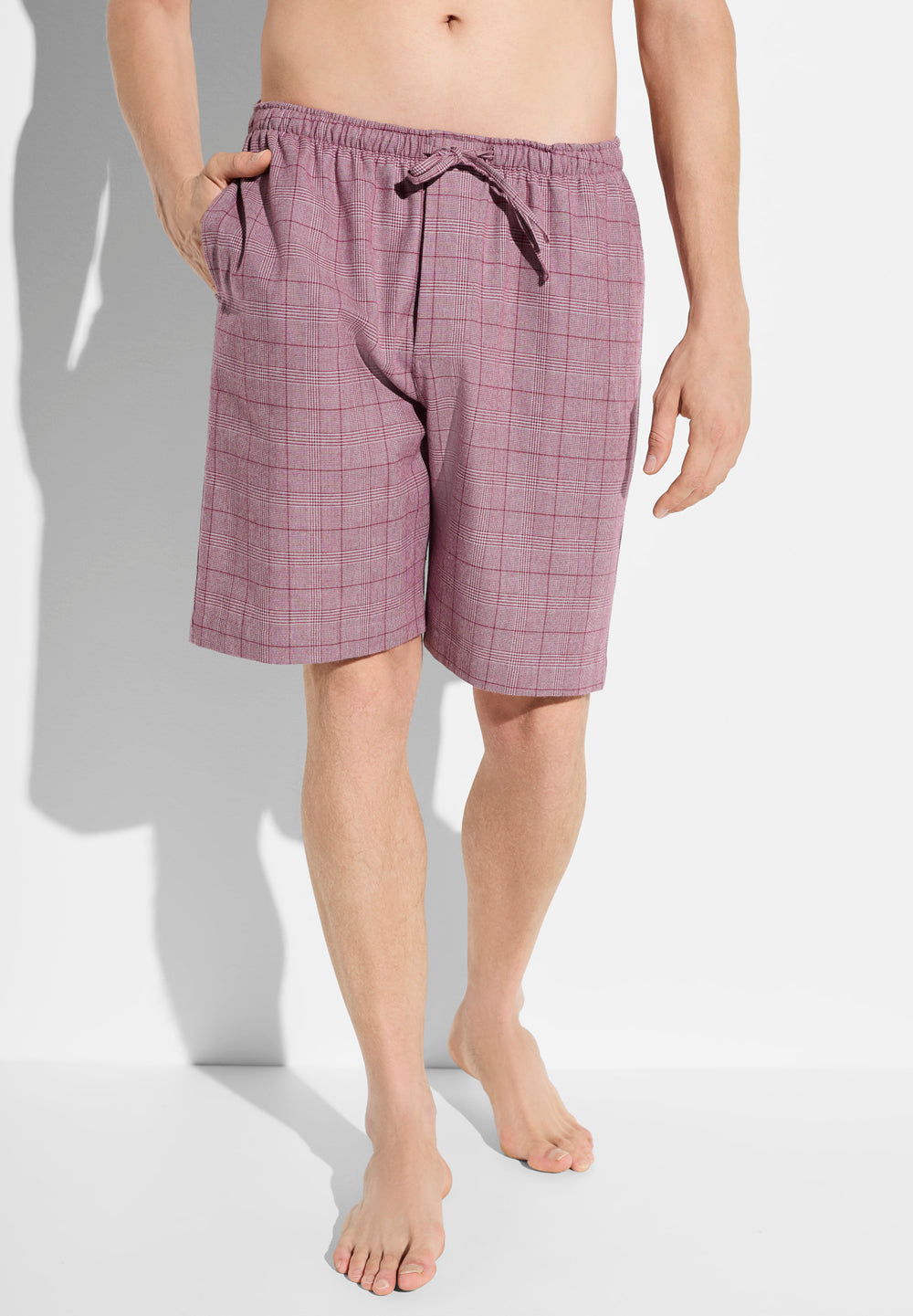 Flannel Merino Blend | Pants Short - burgundy check