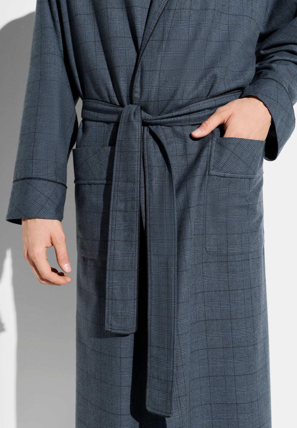 Flannel Merino Blend | Robe Long - blue check