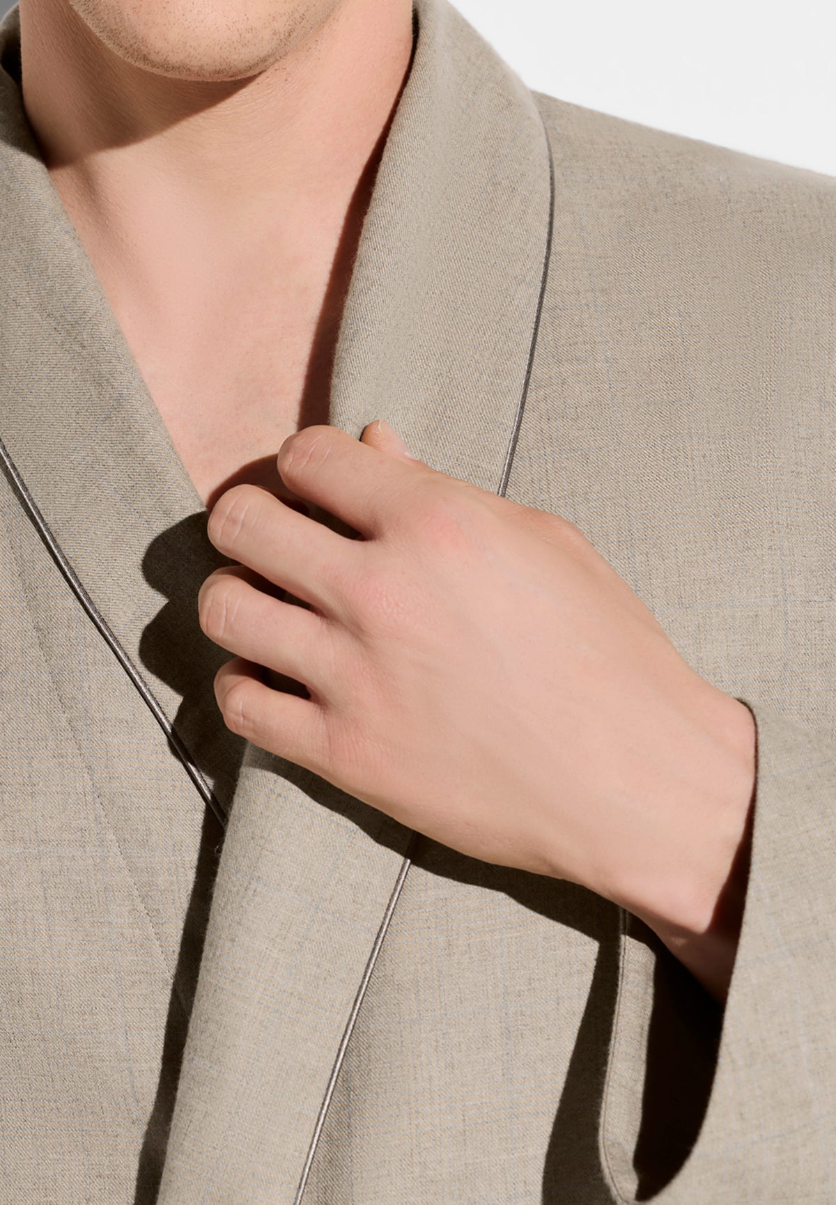 Flannel Merino Blend | Morgenmantel lang - brown check