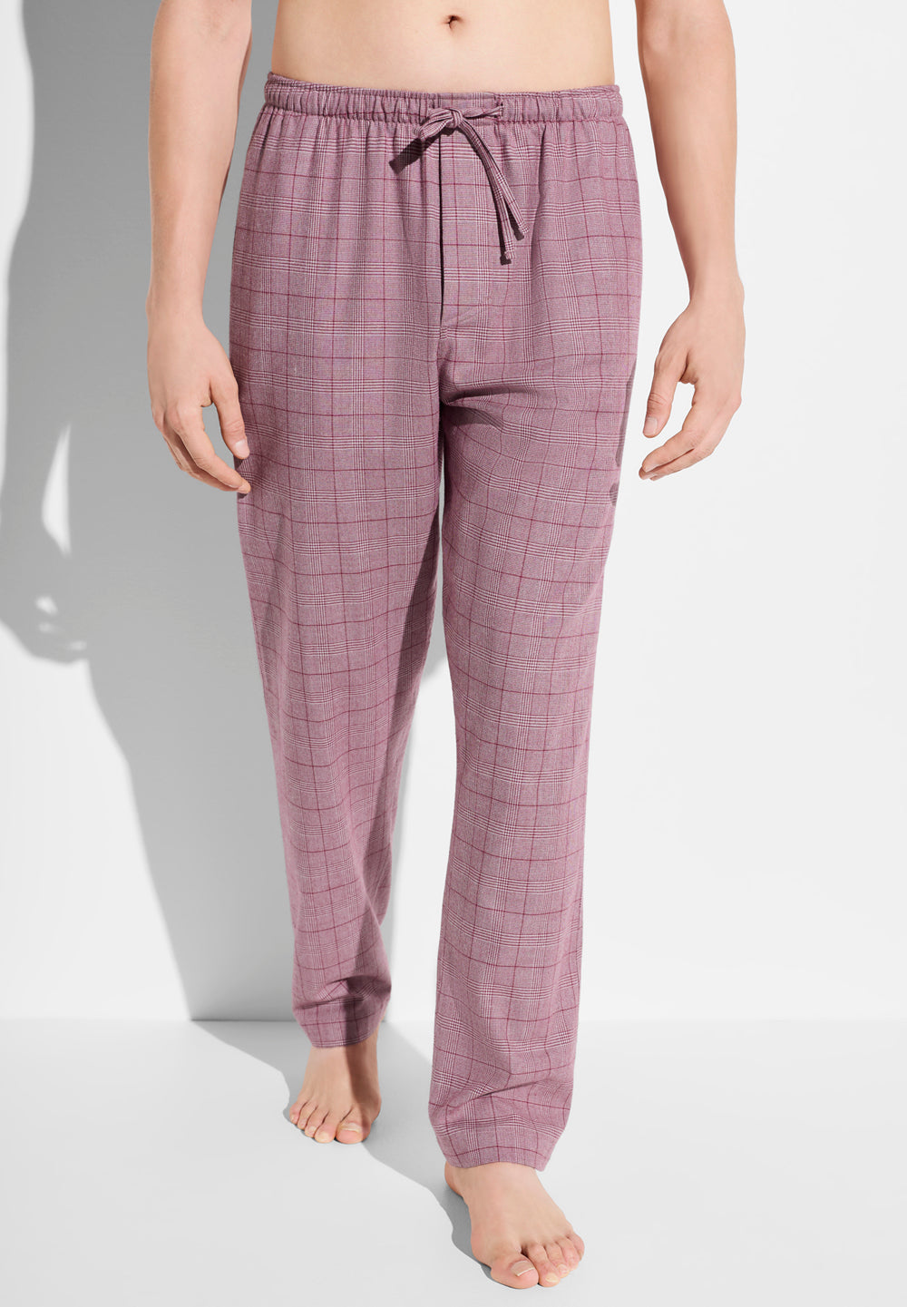 Flannel Merino Blend | Hose lang - burgundy check