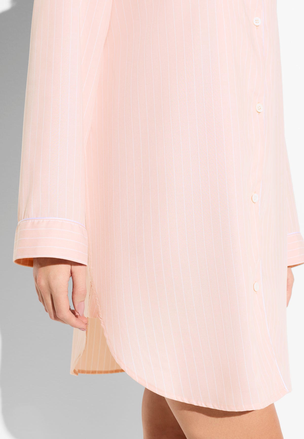 Sustainable Luxury Stripes | Sleepshirt langarm - pink stripes