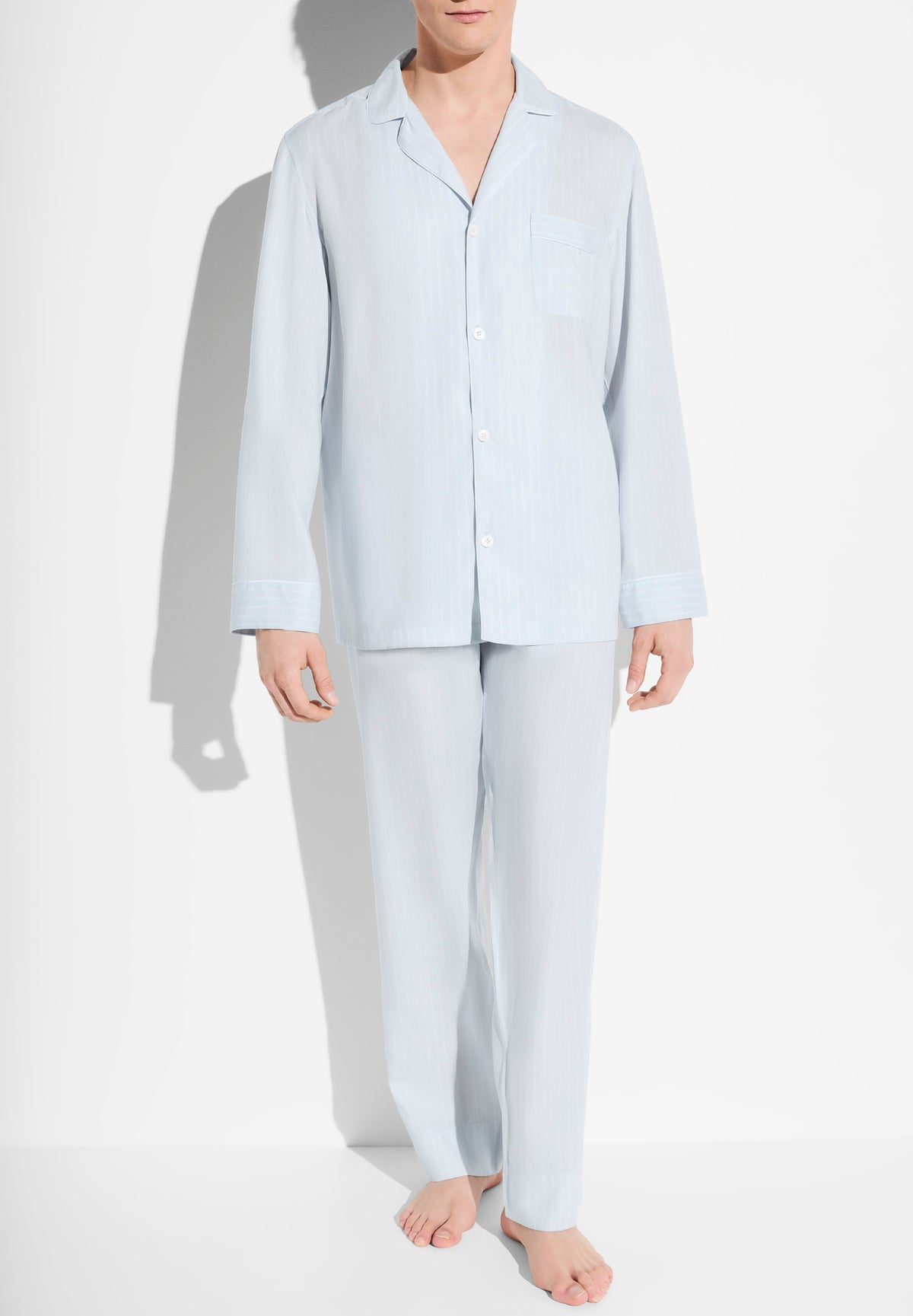 Sustainable Luxury Stripes | Pyjama long - blue stripes
