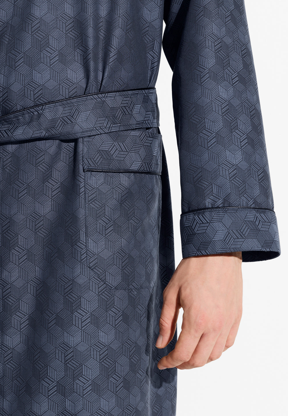 Luxury Jacquard | Morgenmantel lang - labyrinth dark