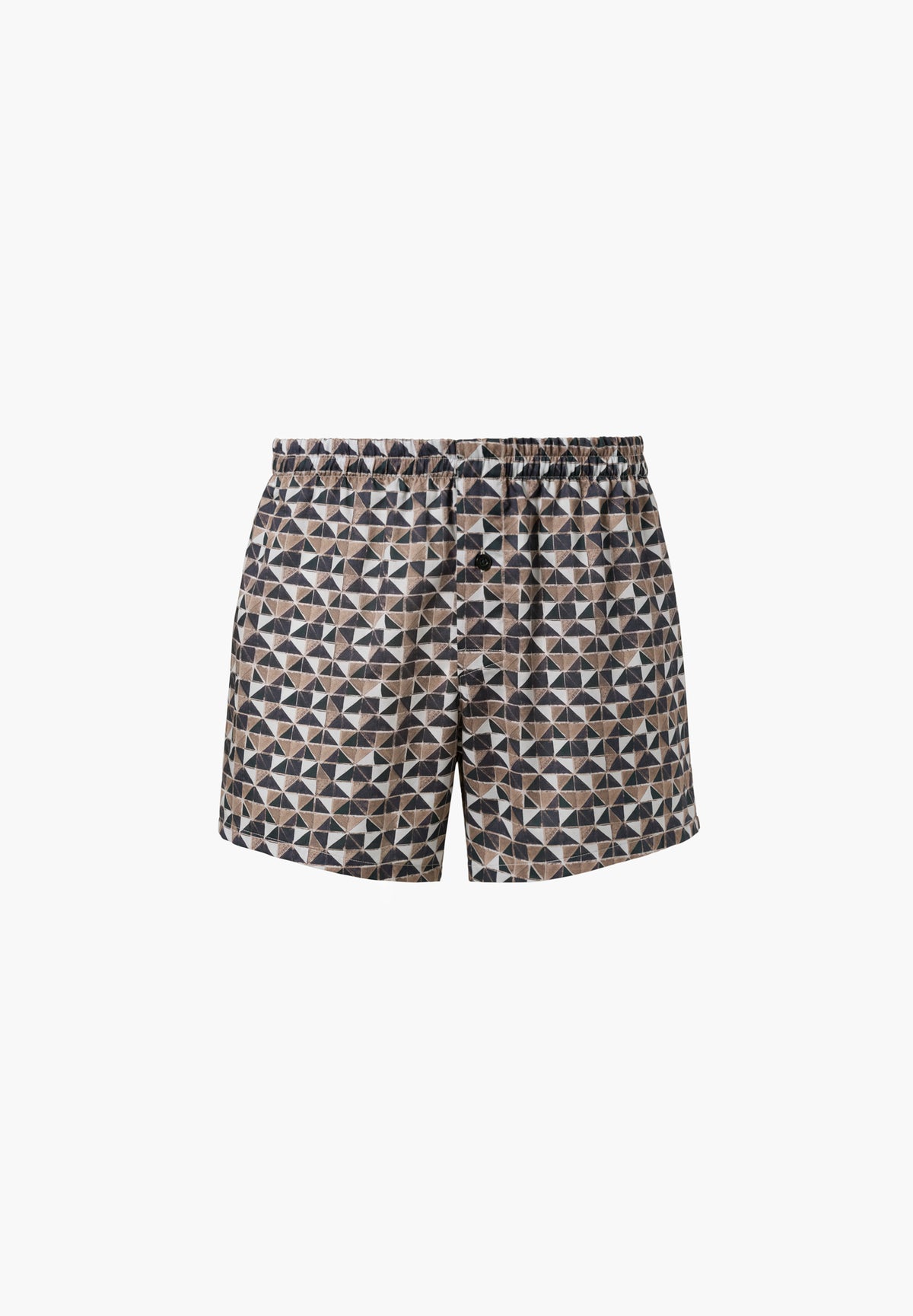 Cotton Sateen Print | Boxer Shorts, Modern Fit mit verkürztem Bein - geo blue