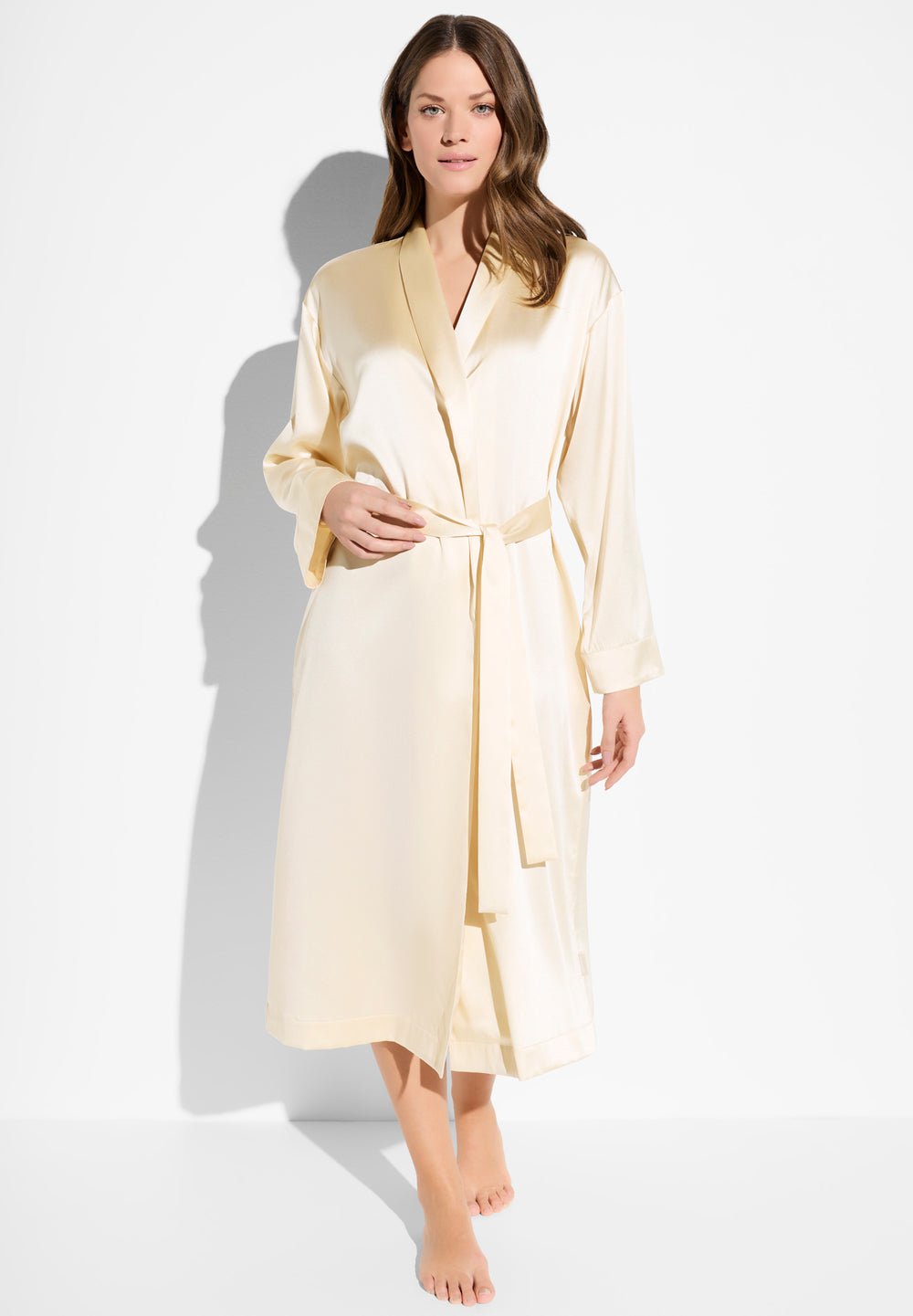 Luxury Silk | Morgenmantel lang - pearl