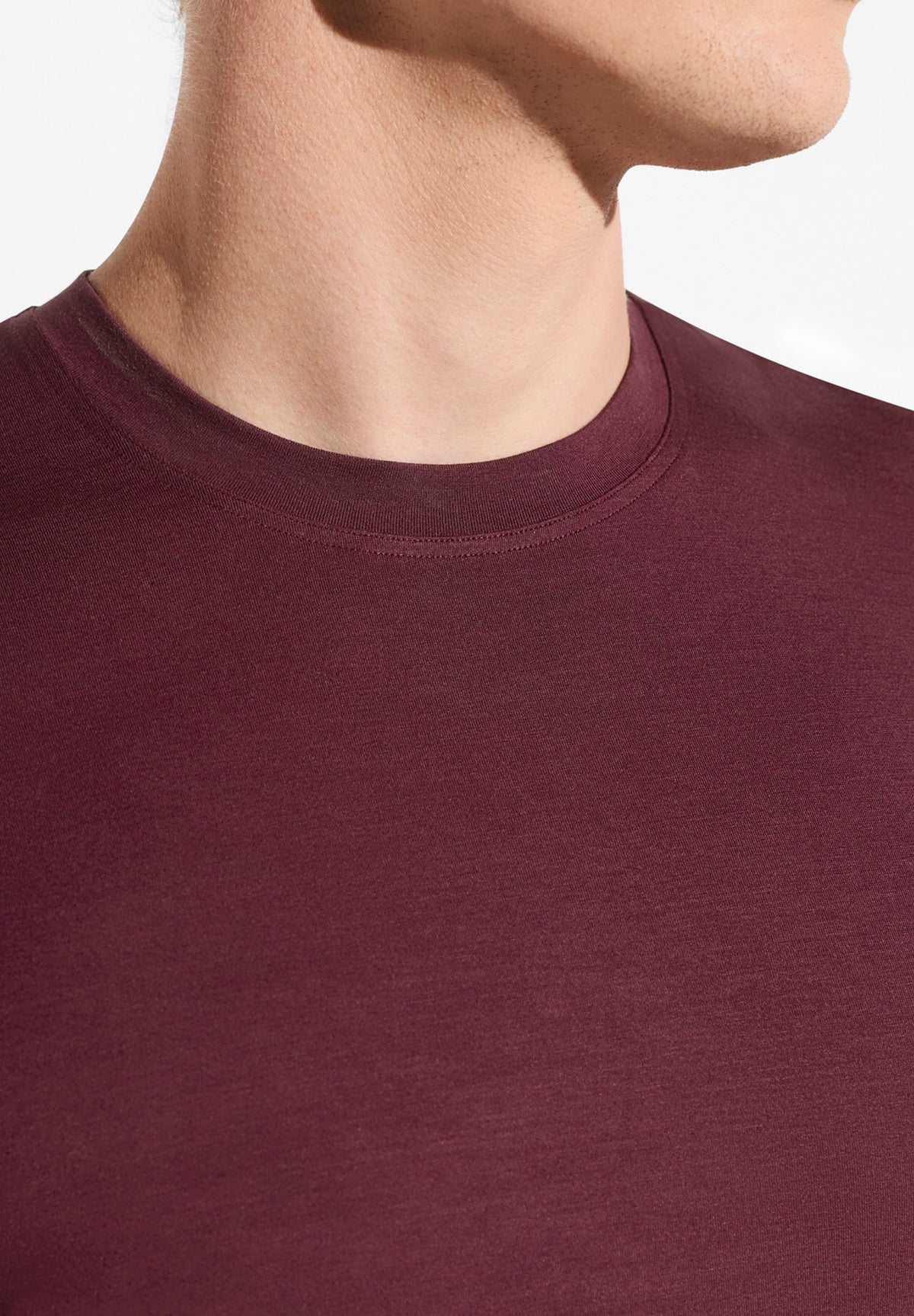 Pureness | T-Shirt kurzarm aus Modal, Body Fit - ruby wine
